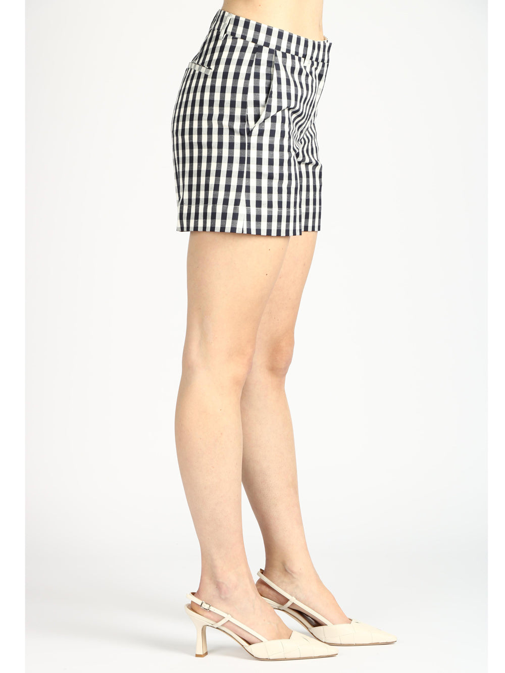 GRIFONI Shorts in Cotone Vichy Bianco e Blu Blu/bianco