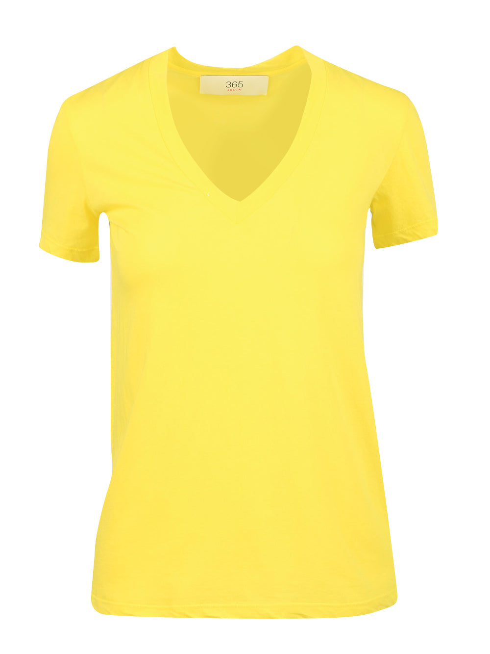 JUCCA T-Shirt in Cotone Gialla con Scollo a V Lime
