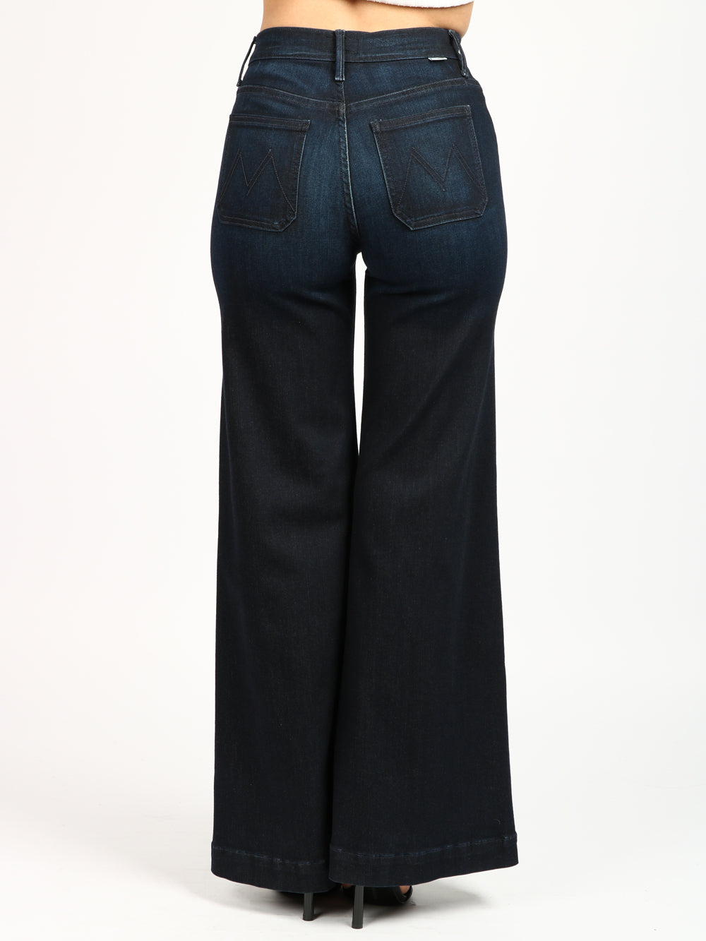 Jeans Palazzo The Swooner Patch Roller Skimp in Denim Blu Scuro