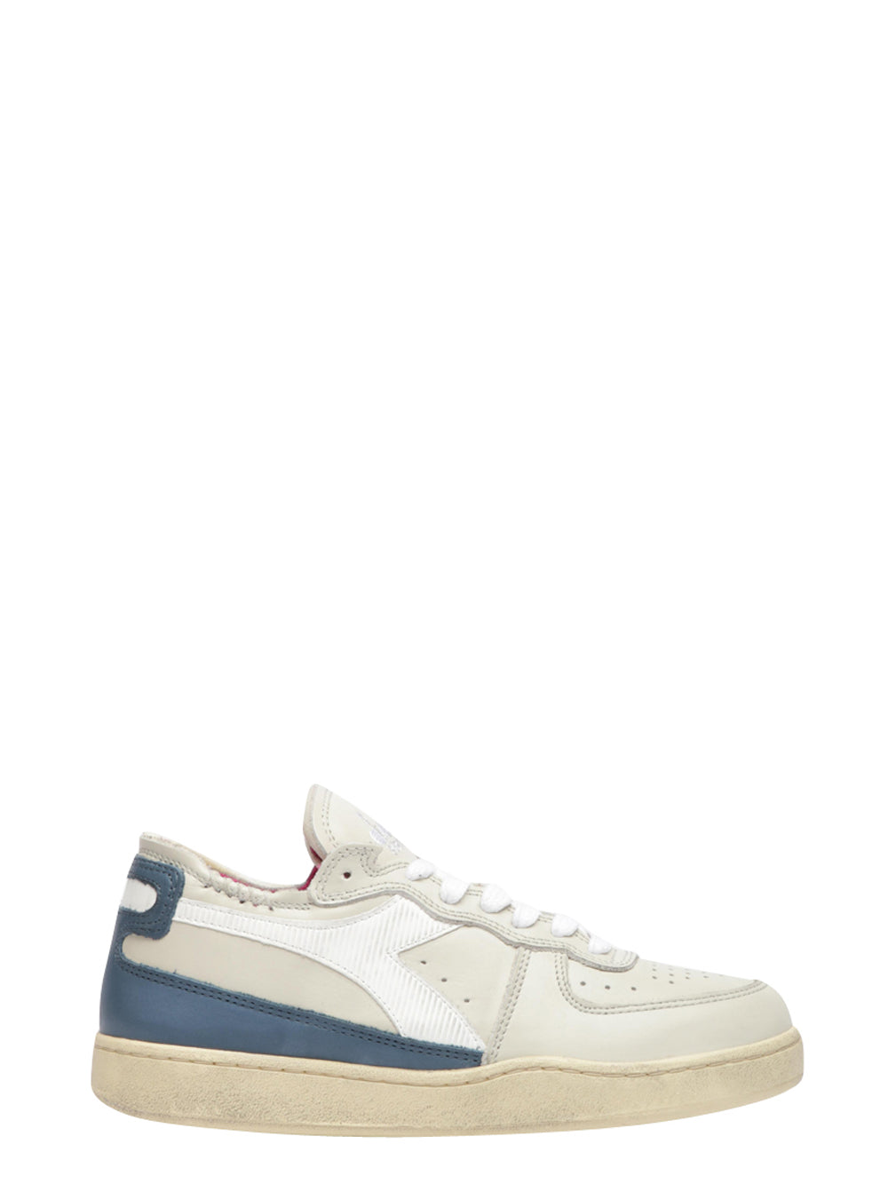 DIADORA HERITAGE Scarpe Sneakers Mi Basket Row Cut in Pelle Ghiaccio e Blu Grigio/avion