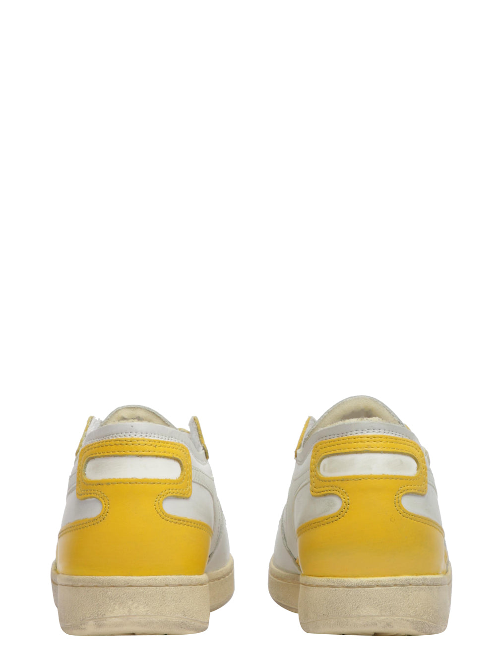 DIADORA HERITAGE Scarpe Sneakers Mi Basket Row Cut in Pelle Bianche e Gialle Bianco/giallo