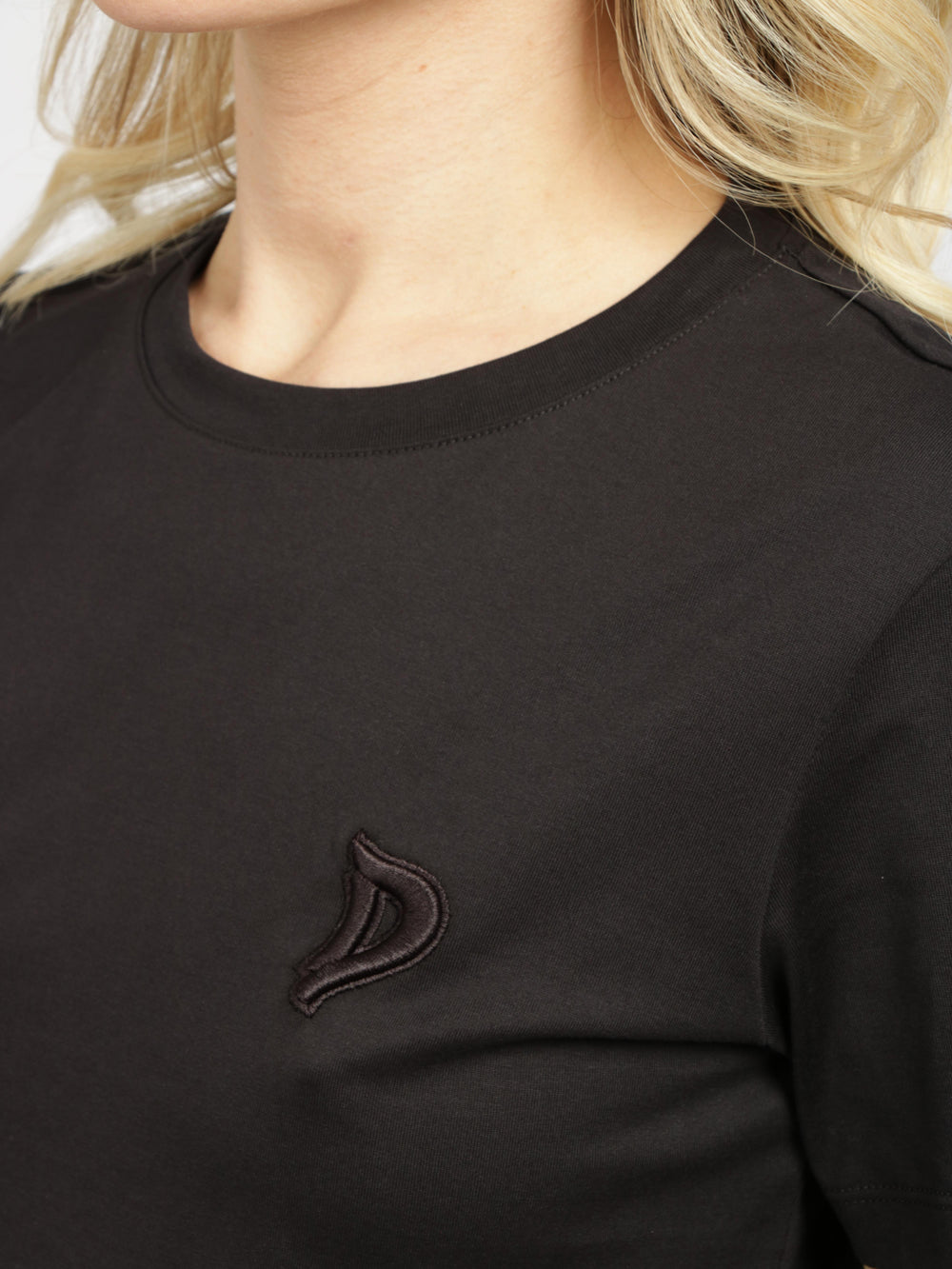 DONDUP T-Shirt Girocollo in Cotone Nera con Logo Nero Nero