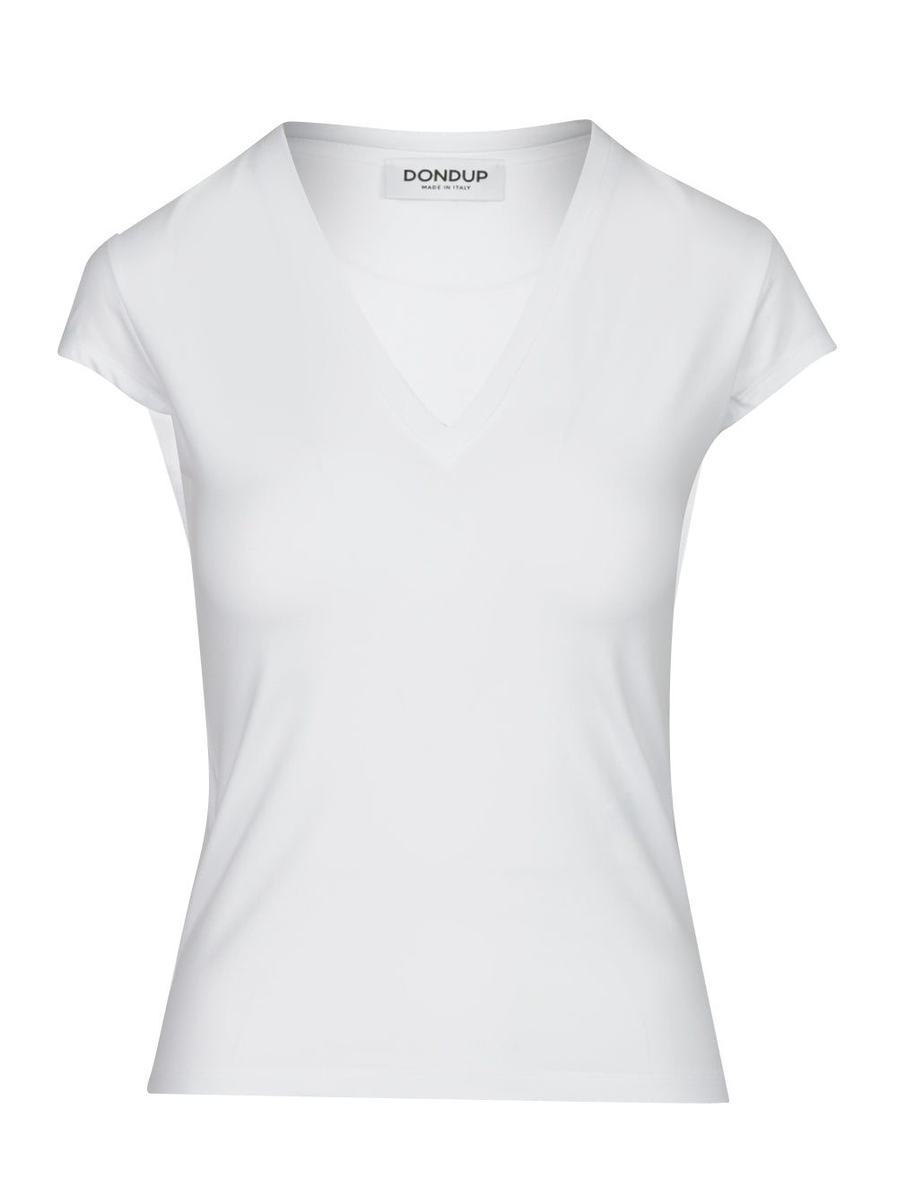 T-Shirt in Cotone Bianca con Scollo a V