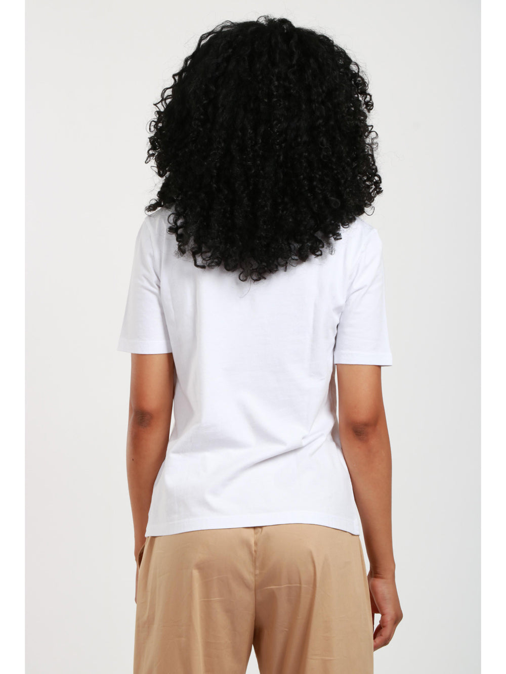 GRIFONI T-Shirt in Cotone Bianca con Scollo a V Bianco
