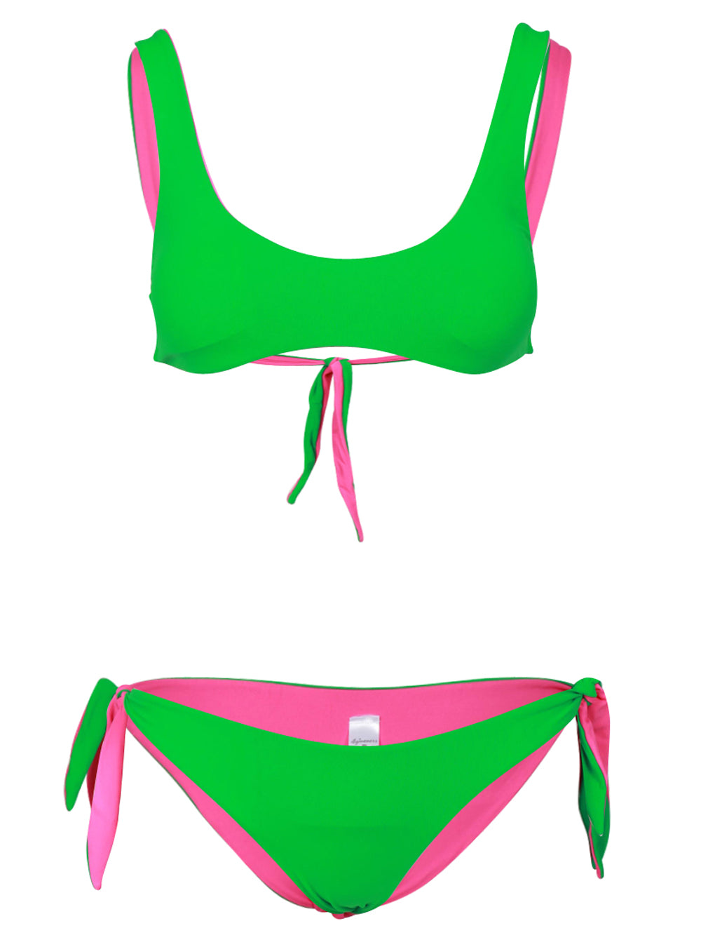 4GIVENESS Costume Bikini Top Rossella Double Face Verde Fucsia Verde/fuxia