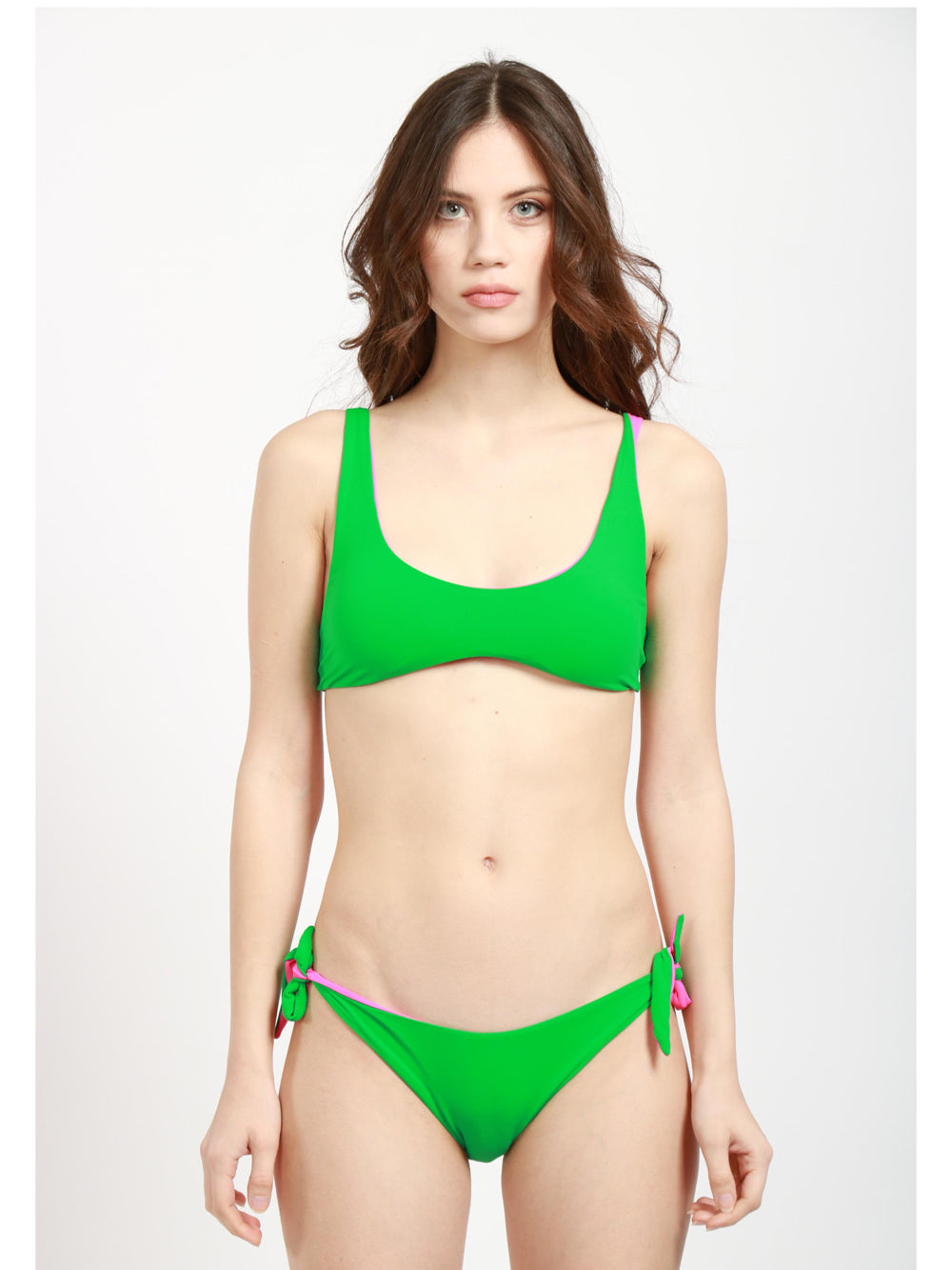 4GIVENESS Costume Bikini Top Rossella Double Face Verde Fucsia Verde/fuxia
