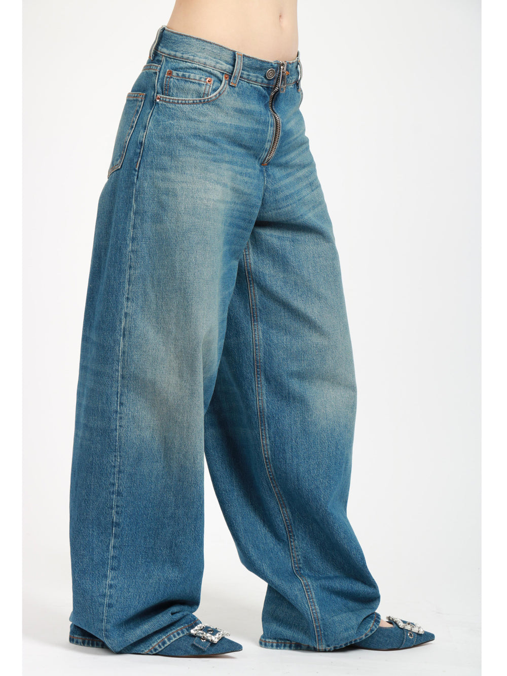 HAIKURE Jeans Bethany in Denim Blu con Zip Denim