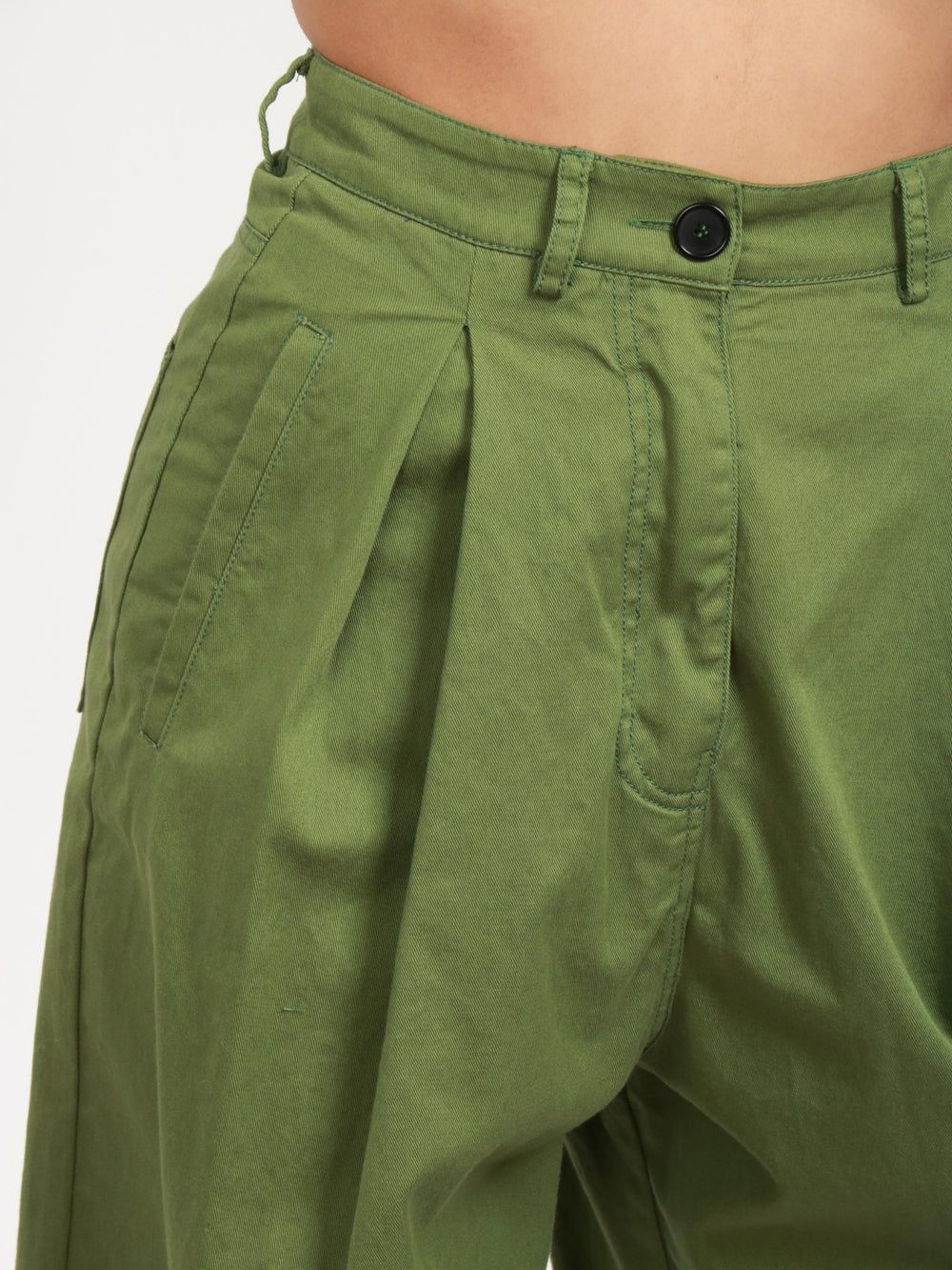 JUCCA Pantaloni in Cotone Verdi con Pinces Verde