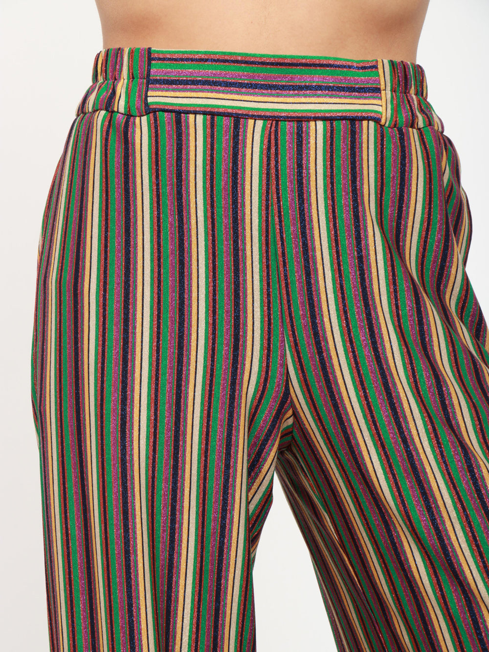 MOMONÌ Pantaloni Baccarat a Righe Multicolor con Lurex Multicolor