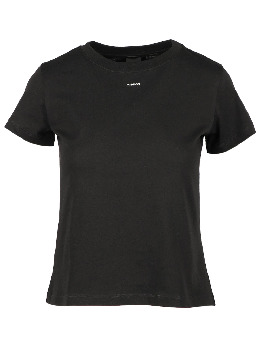 PINKO T-Shirt Basico Girocollo in Cotone Nera con Logo Nero