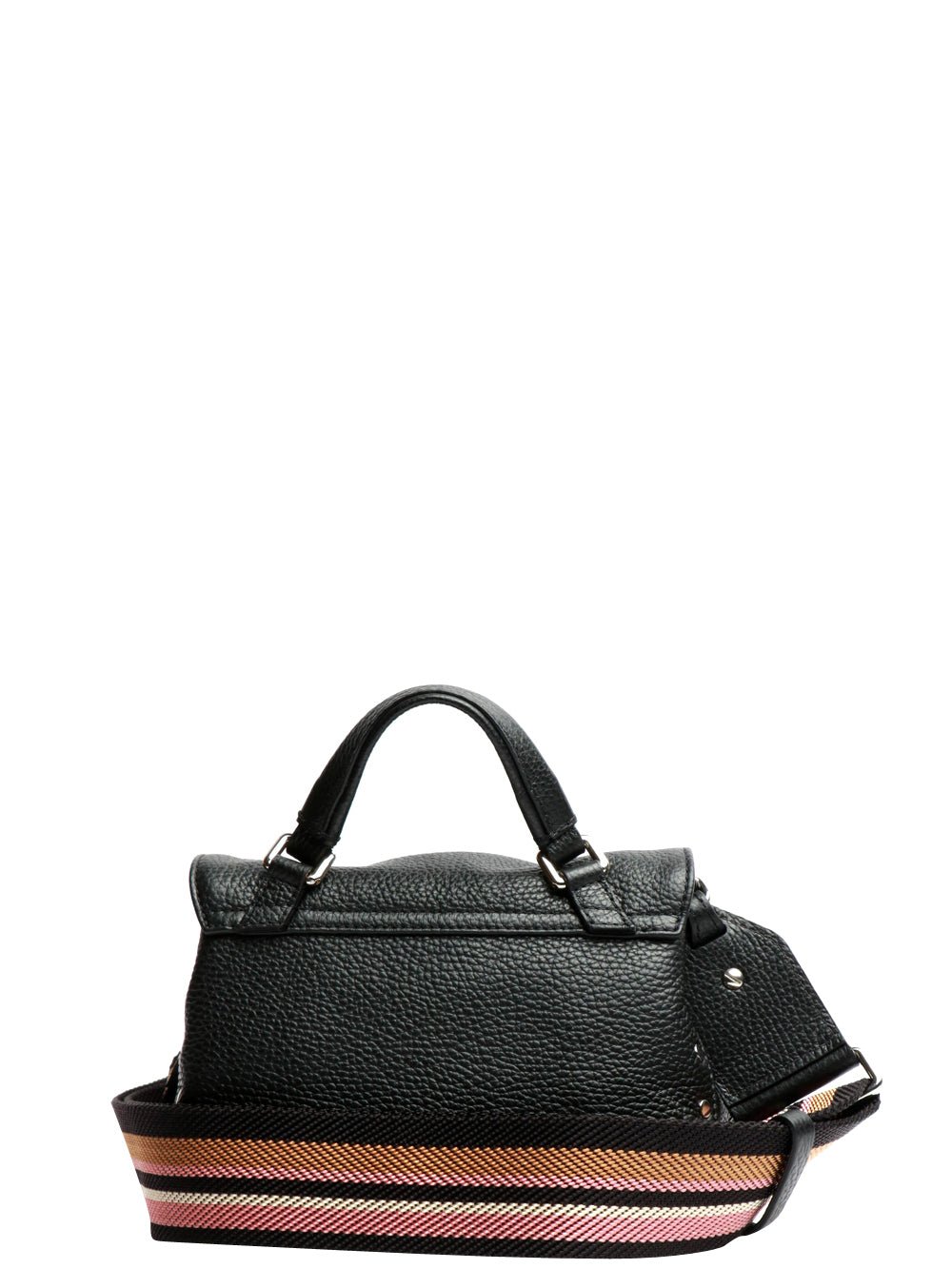 Postina Daily Baby Handbag in Black Leather with Shoulder Strap