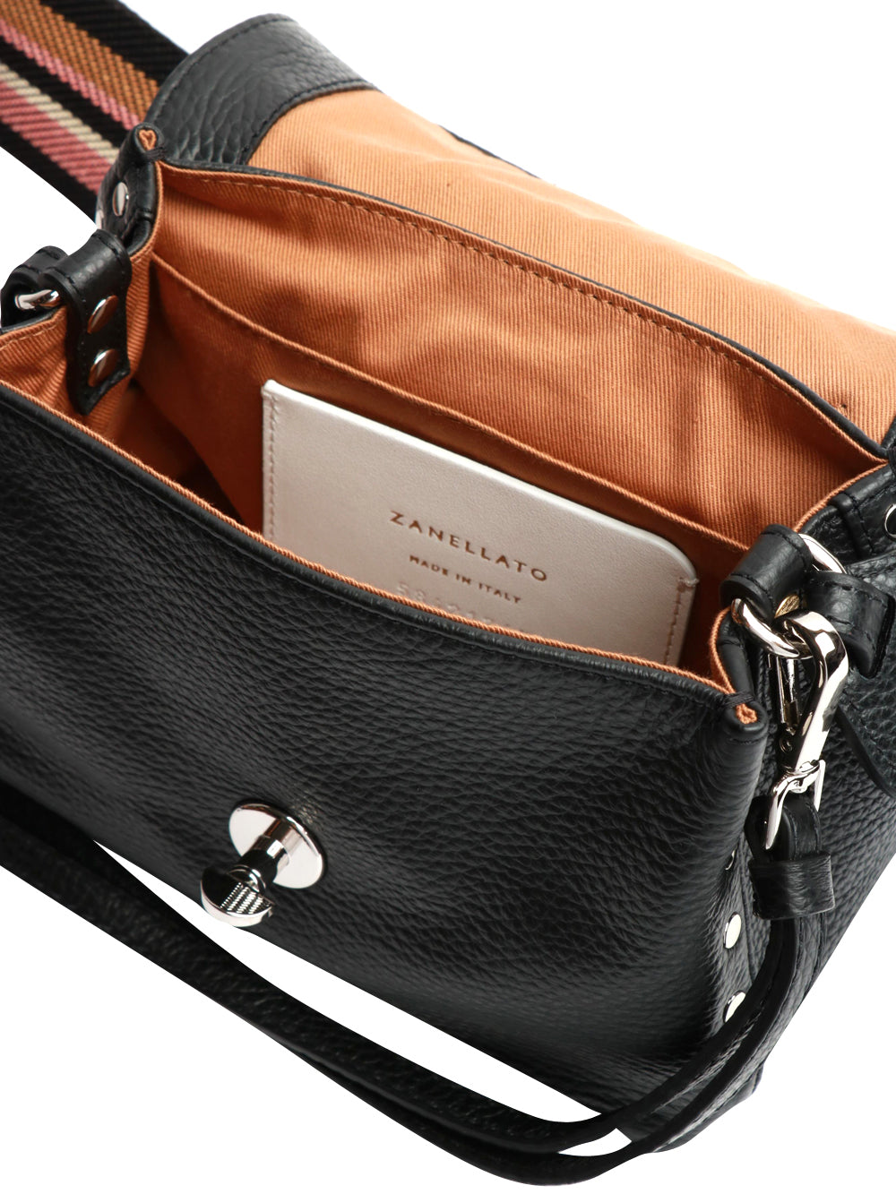 Postina Daily Baby Handbag in Black Leather with Shoulder Strap