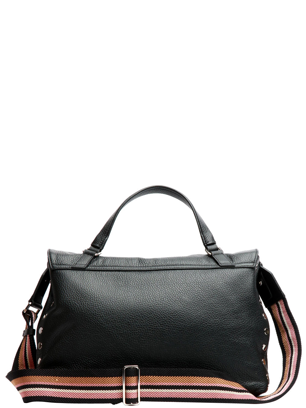 Postina Daily Medium Handbag in Black Leather with Shoulder Strap